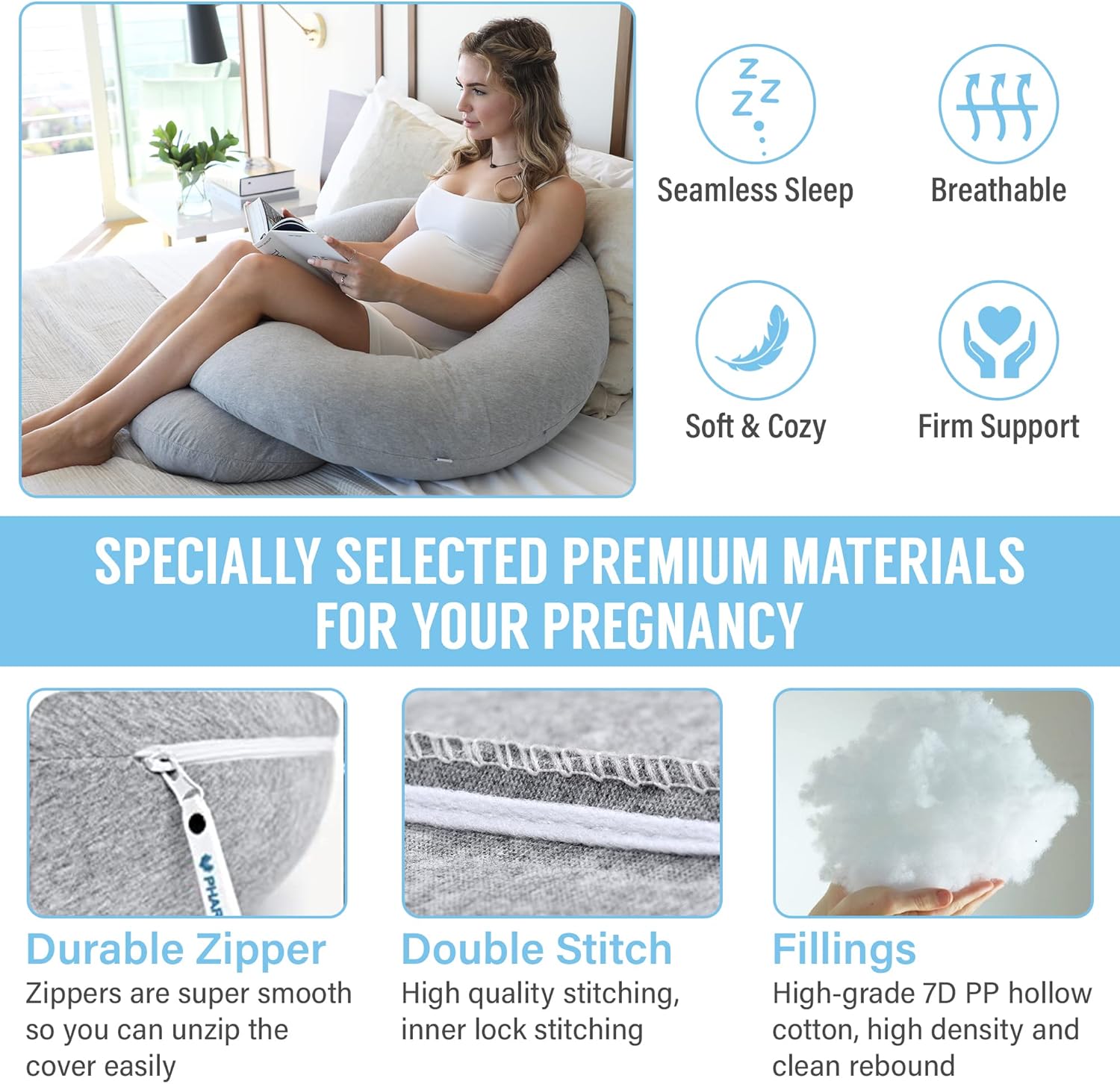 C Shaped Full Body Pregnancy Pillow - detail