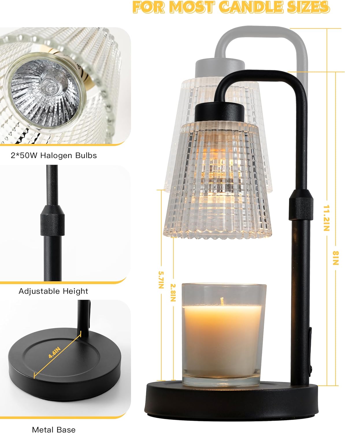 Dimmable Candle Lamp Warmer - alternate angle