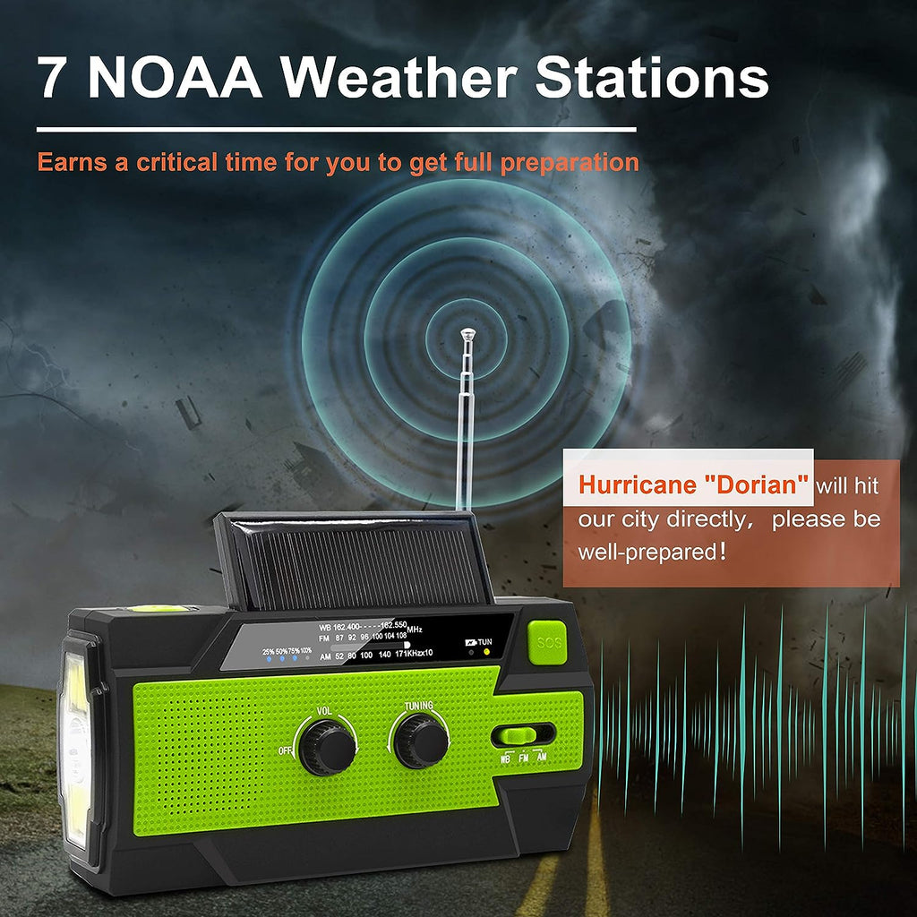 Emergency Crank Weather Radio - in use