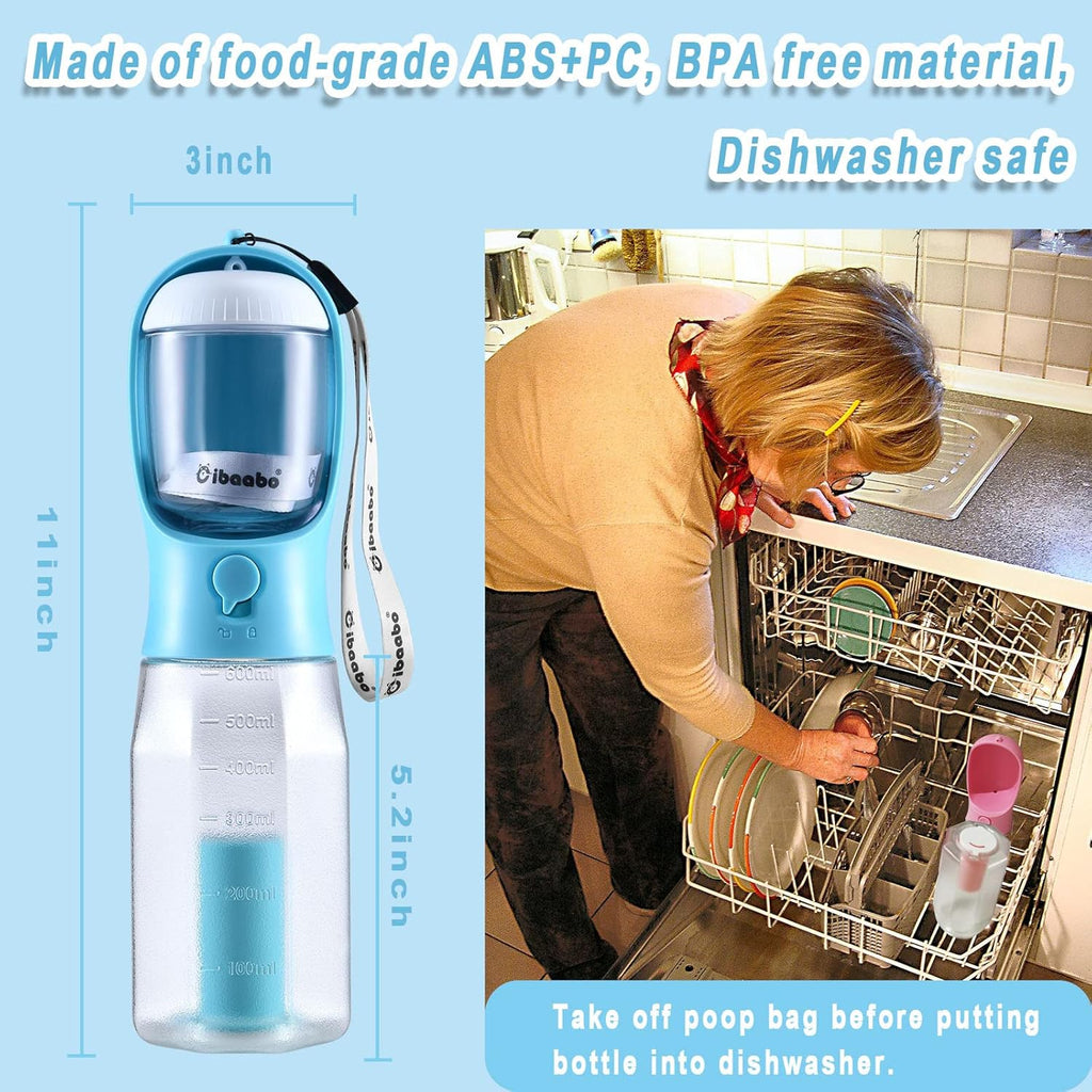 Dog Water Bottle With Food Container - detail