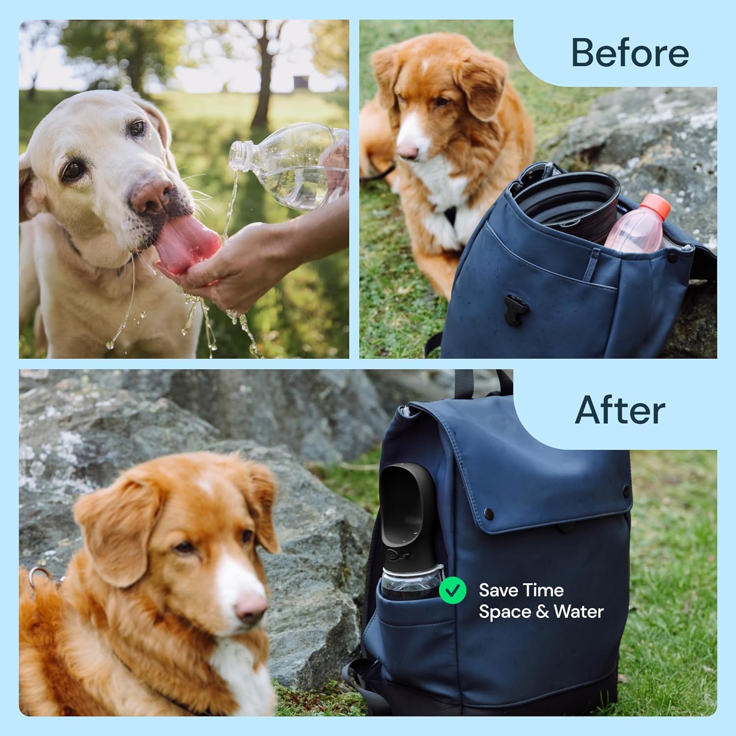 Puchica 19oz Portable Dog Water Bottle & Travel Bowl - detail