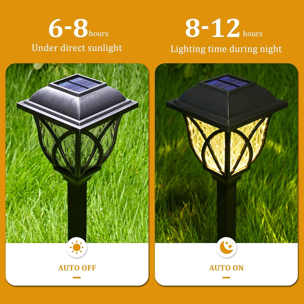 6-Pack Solar LED Pathway Lights with Water-Ripple Pattern | Warm - in use