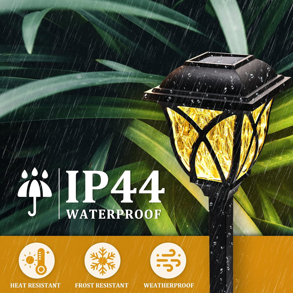 6-Pack Solar LED Pathway Lights with Water-Ripple Pattern | Warm - detail