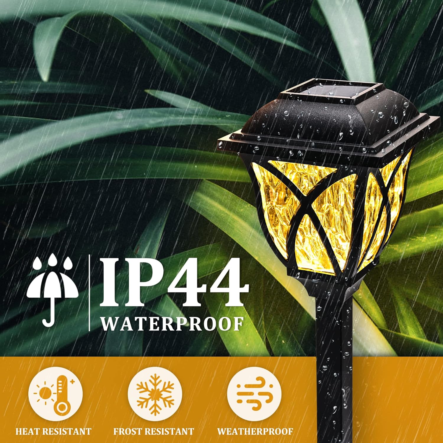 6-Pack Solar LED Pathway Lights with Water-Ripple Pattern | Warm - detail