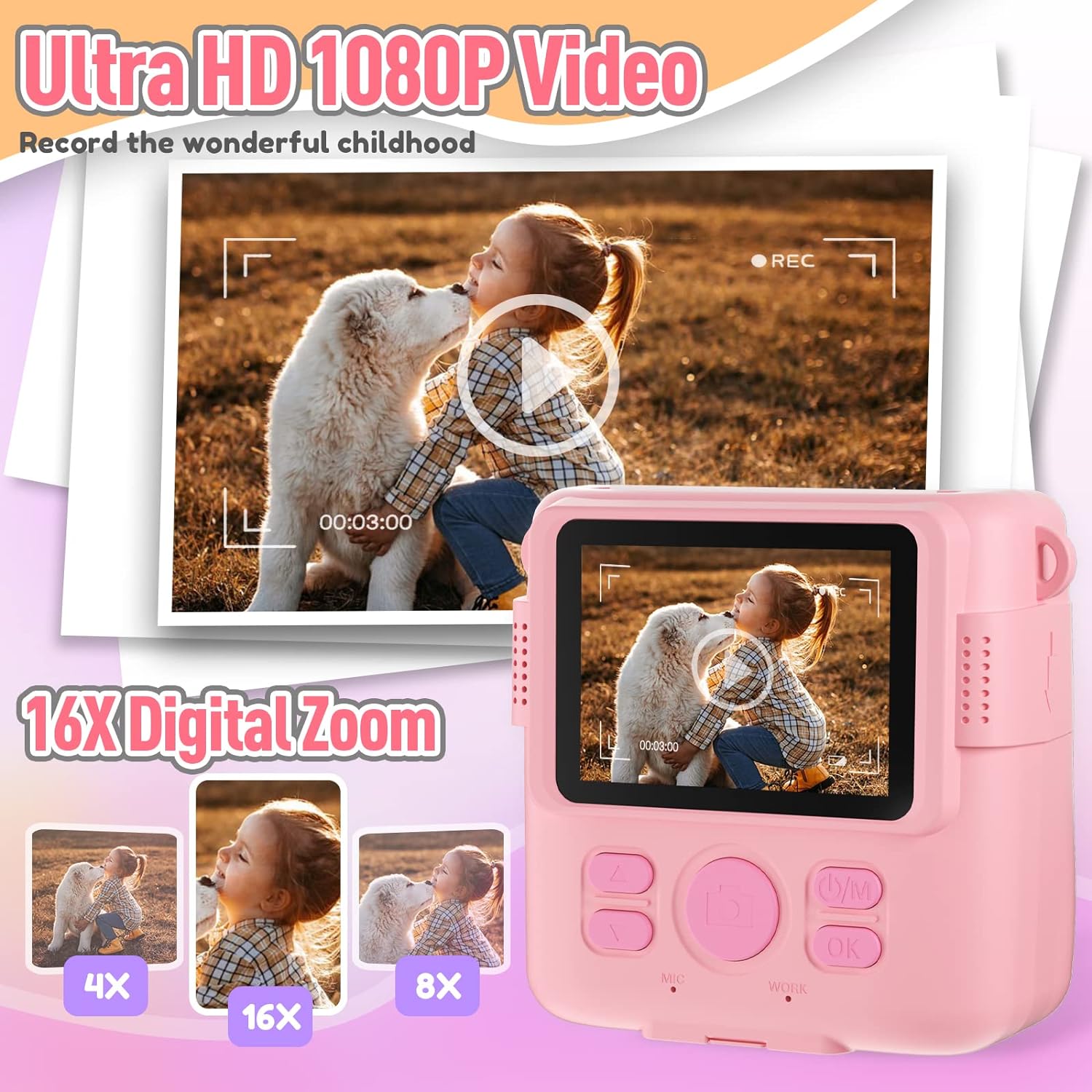 Digital Instant Print Portable Camera For Kids - alternate angle