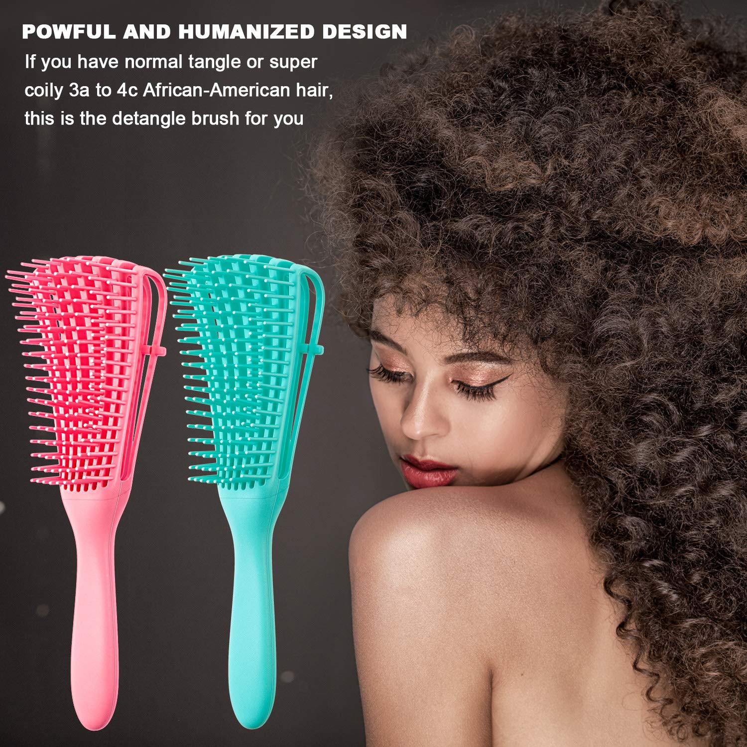 2-Pack Detangling Brushes for Textured Hair (3a to 4c) - alternate angle