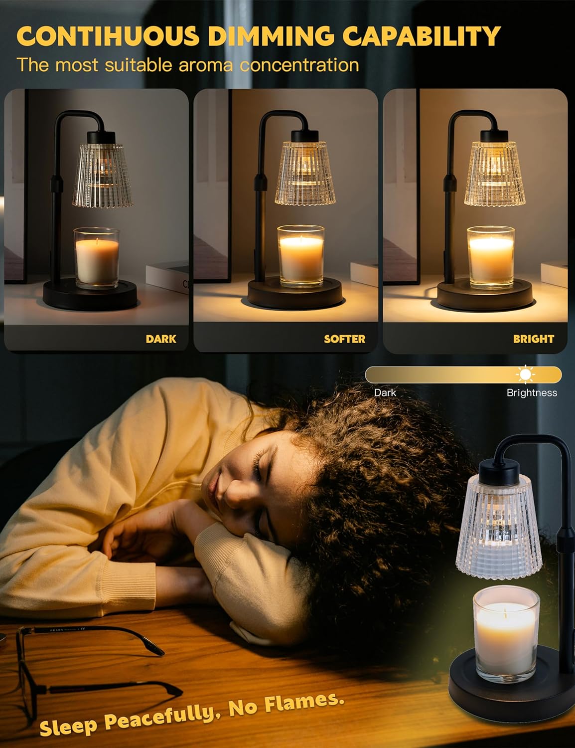 Dimmable Candle Lamp Warmer - in use