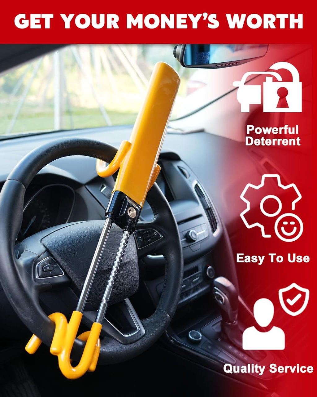 Car Steering Wheel Lock - alternate angle