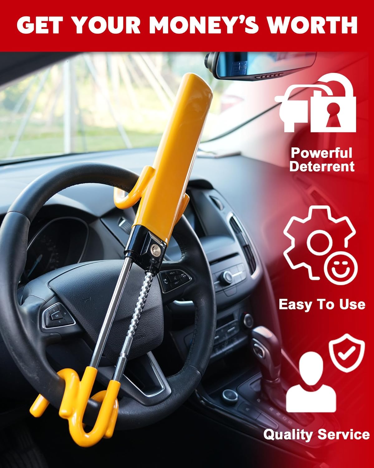 Car Steering Wheel Lock - alternate angle