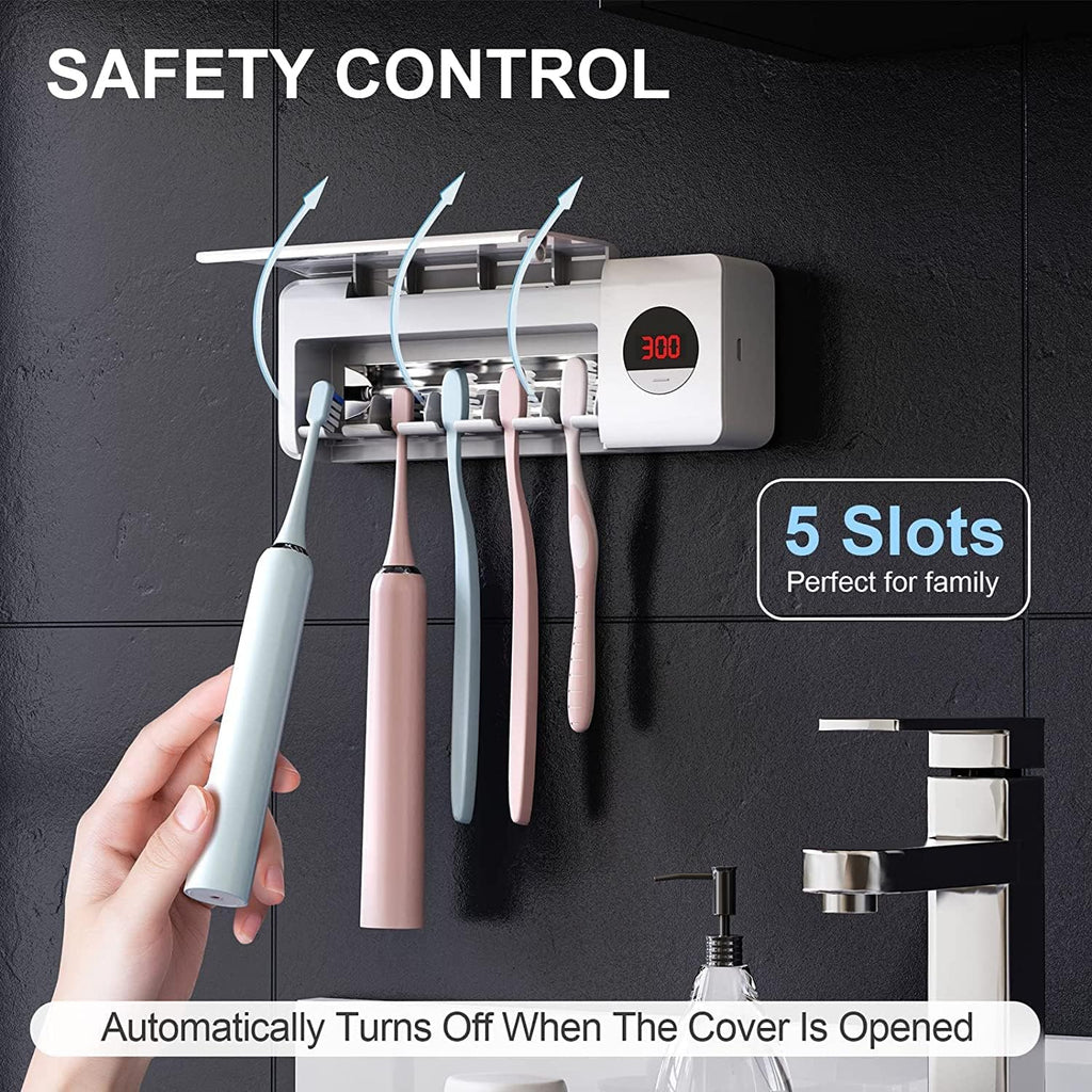 Antibacterial Toothbrush Sanitizer Holder - in use