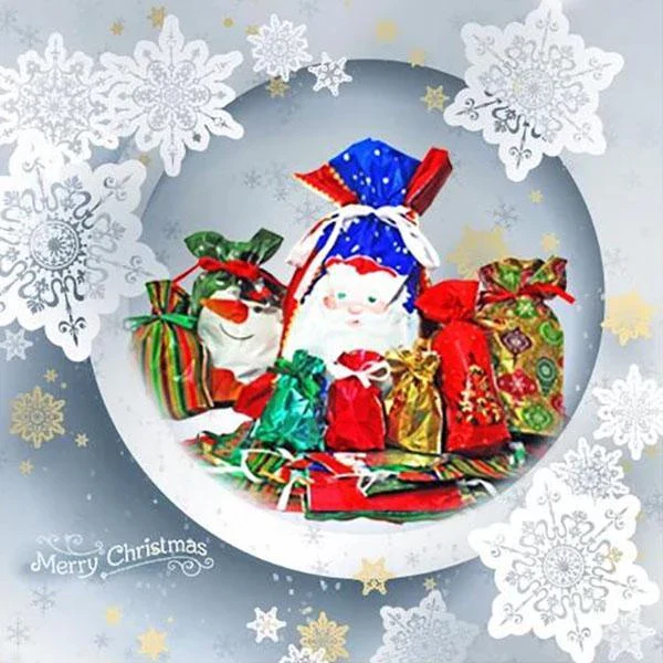 Drawstring Christmas Gift Bags 15 Sets - detail