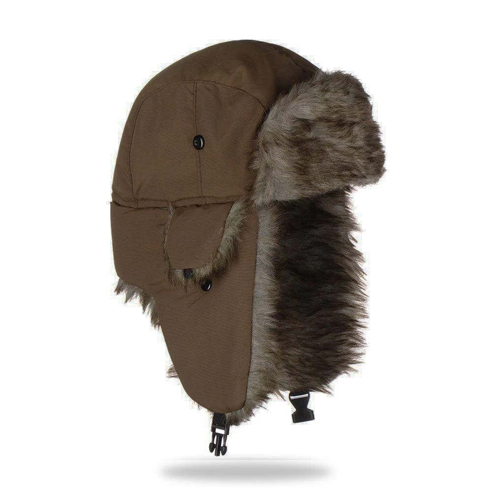 Cozy Faux Fur Winter Earflap Aviator Ski Hat - detail