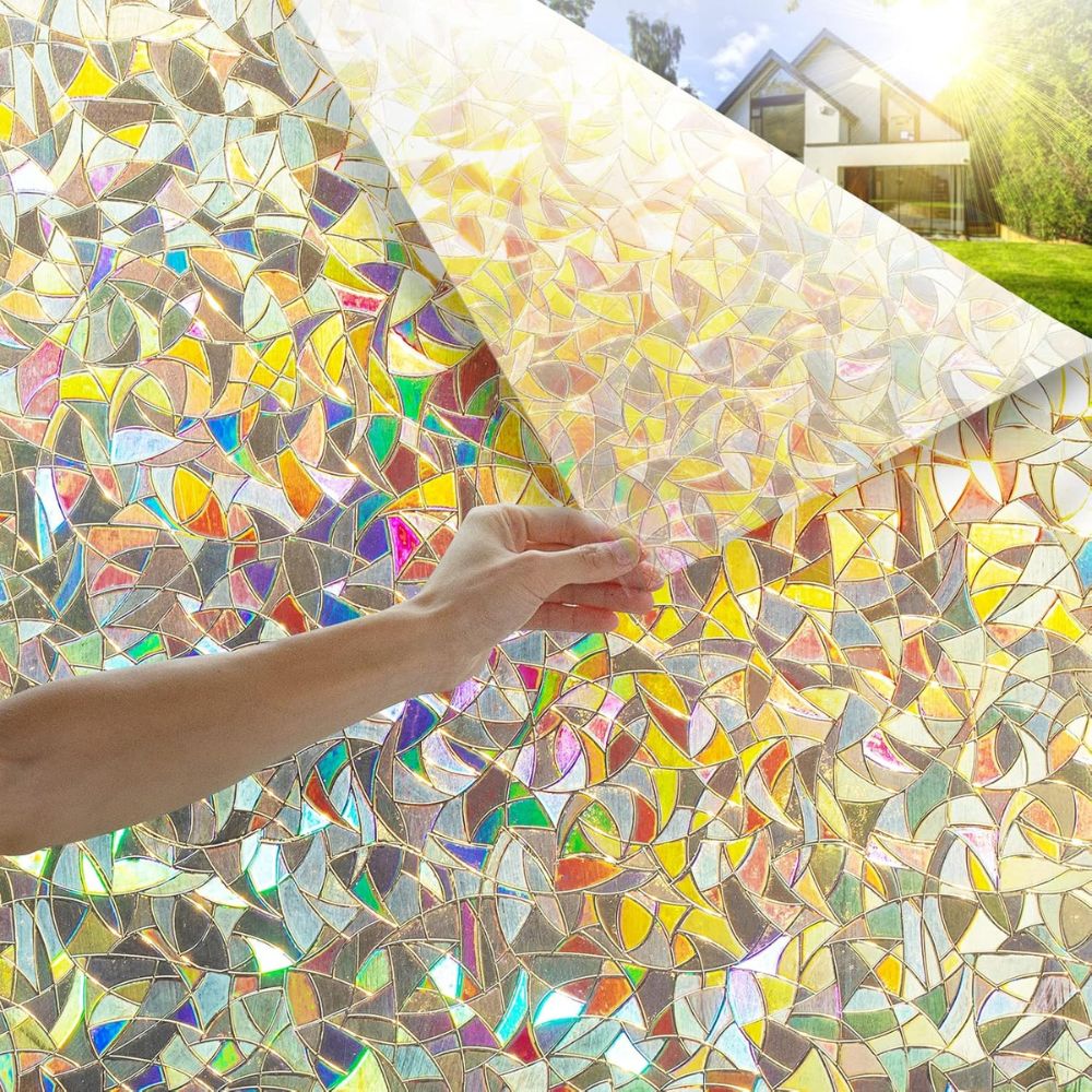 Decorative Rainbow Window Stained Glass Effect Privacy Film - alternate angle