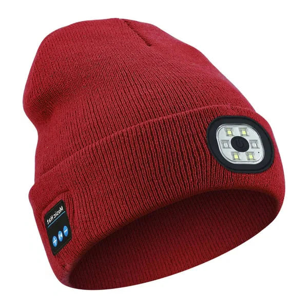 3-in-1 Bluetooth Beanie with Built-in Headphones and LED Headlamp - alternate angle