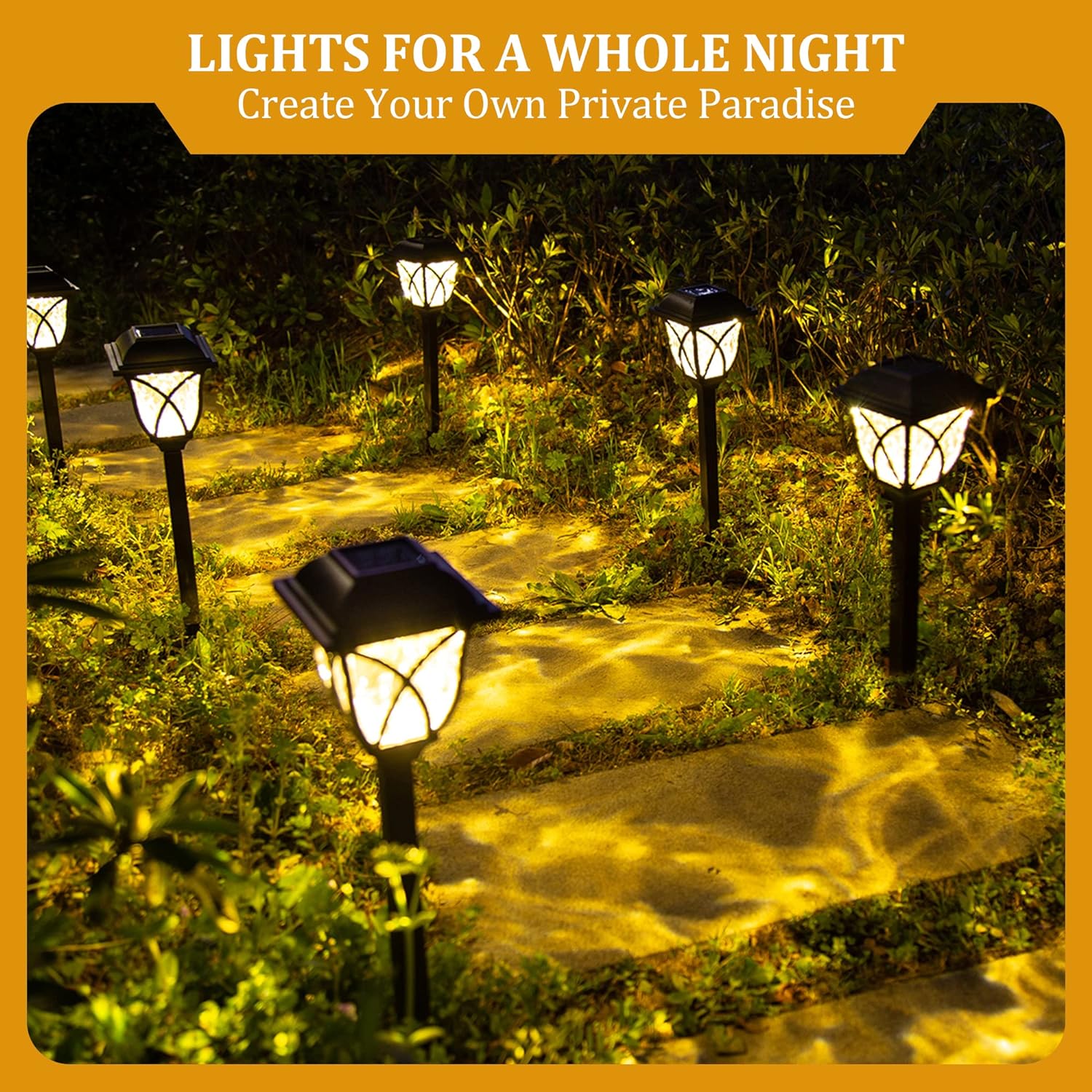 6-Pack Solar LED Pathway Lights with Water-Ripple Pattern | Warm - alternate angle