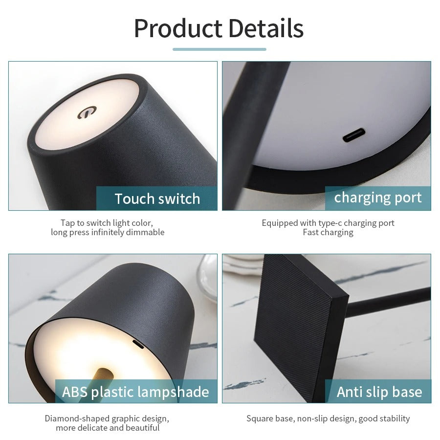 Bedside Touch Table Lamp - alternate angle