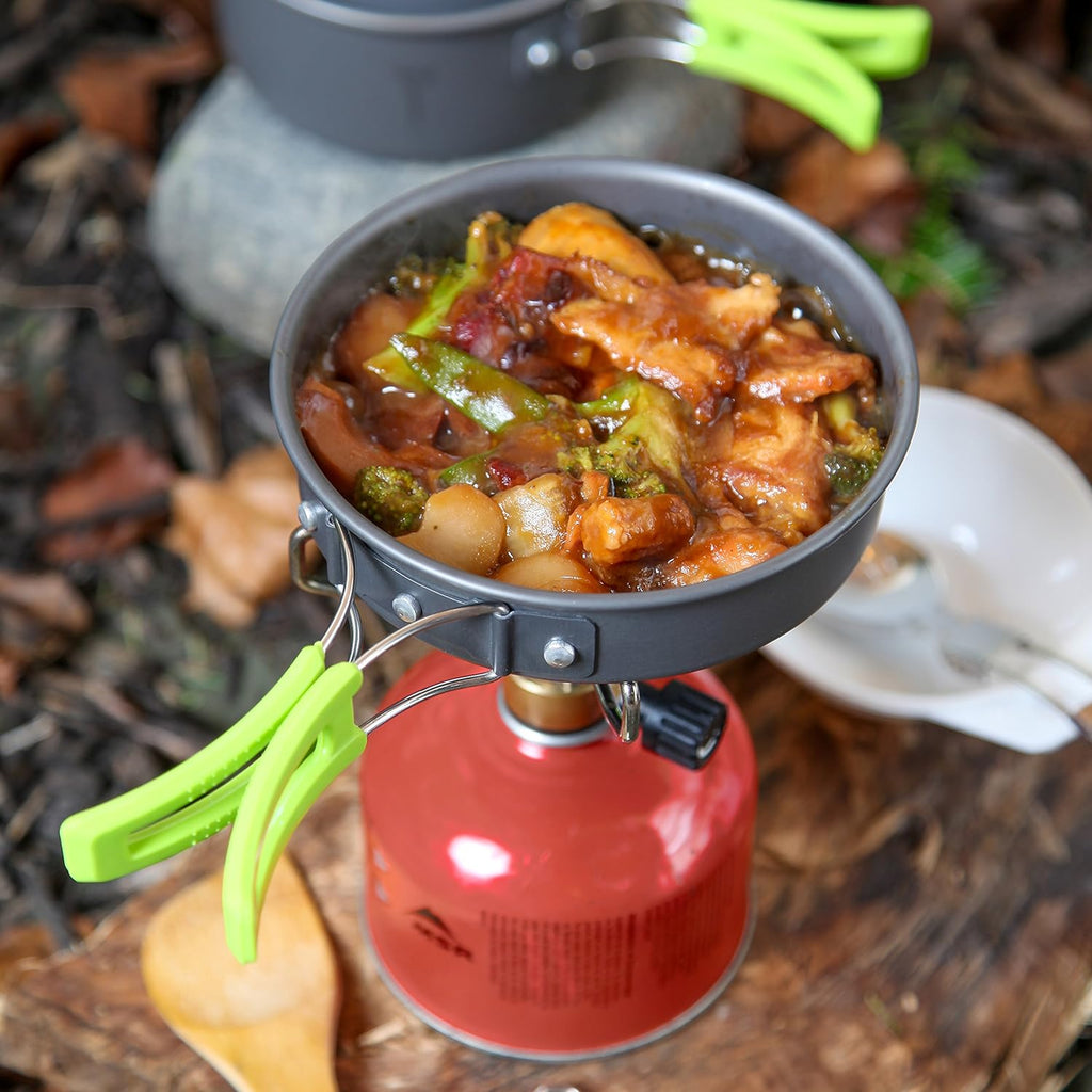 Camping Cookware Backpacking Pots And Pans - in use