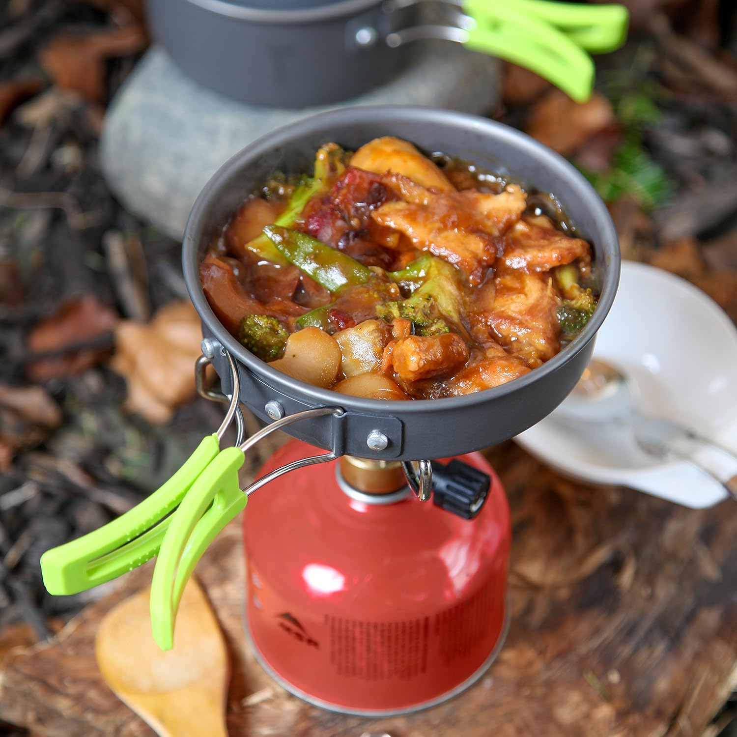 Camping Cookware Backpacking Pots And Pans - in use