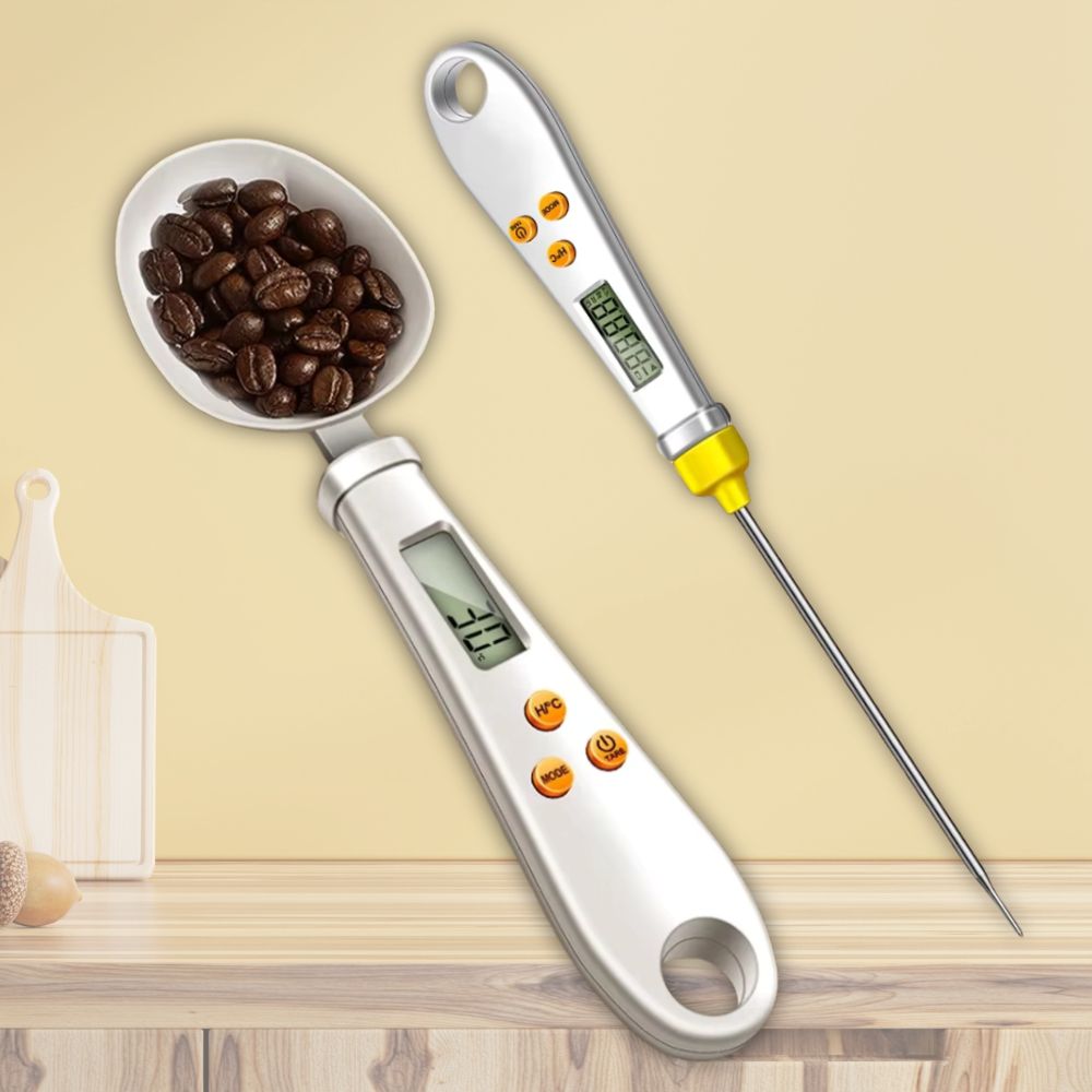 2-in-1 Digital Spoon Scale & Food Thermometer - in use