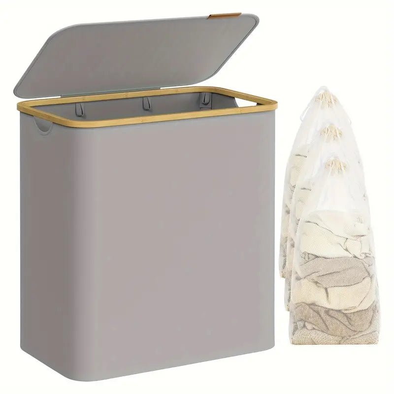 Foldable Laundry Basket with 2 Compartments - alternate angle