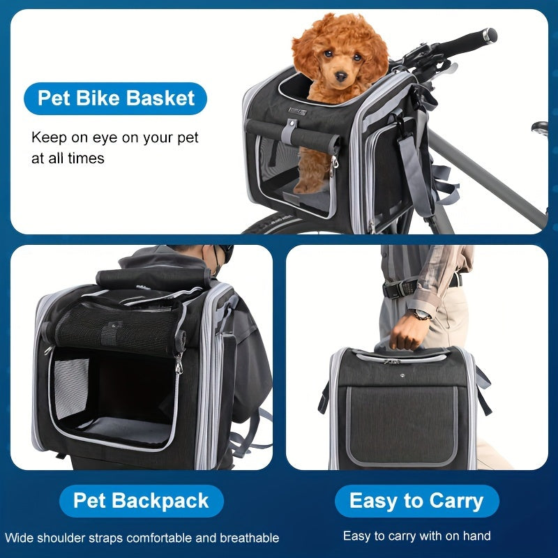 Expandable Bike Basket for Pets - in use