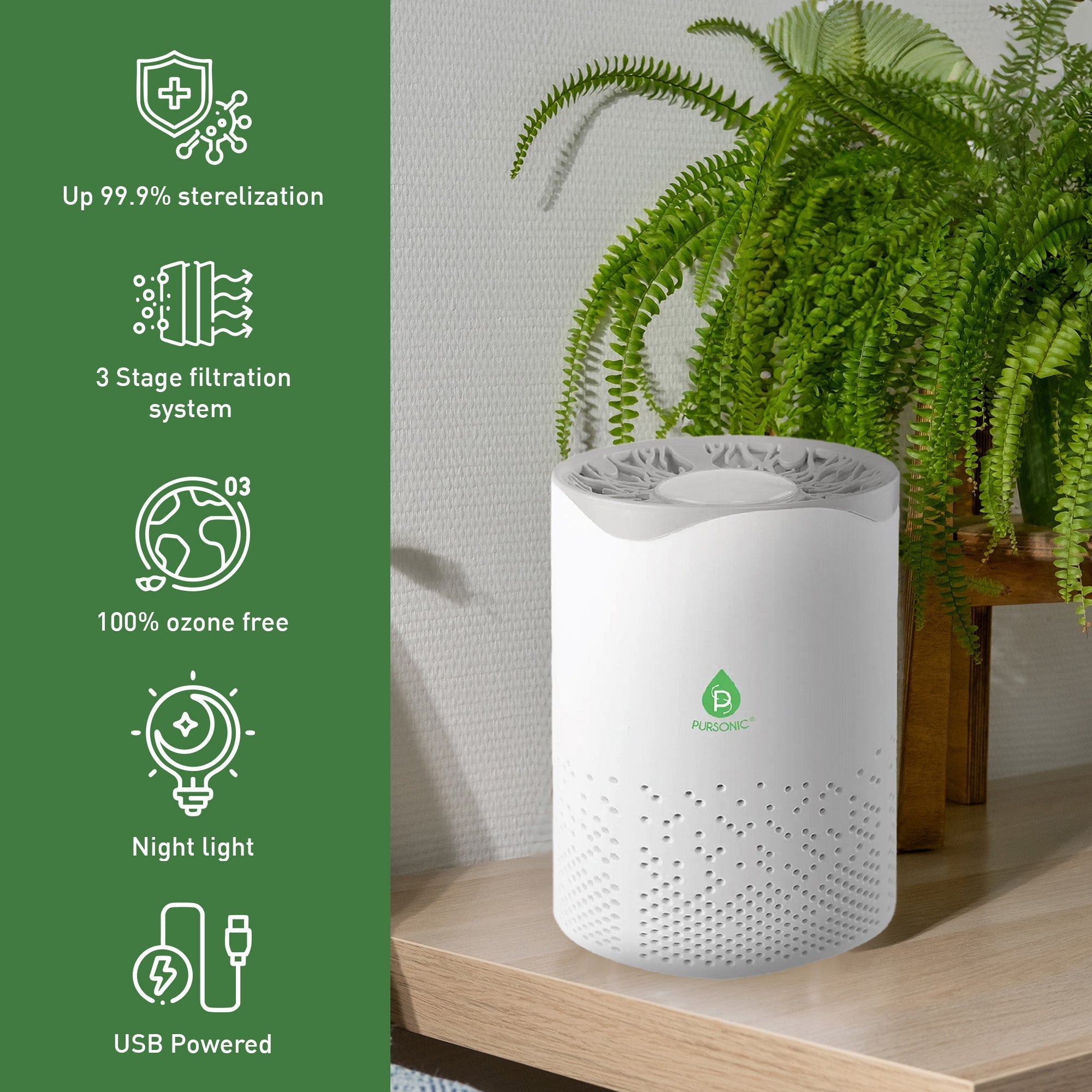 USB Powered True Hepa Air Purifier - alternate angle