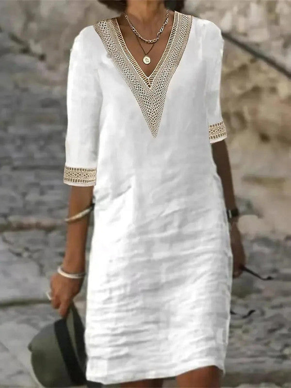 Elegant half-sleeve dress - alternate angle