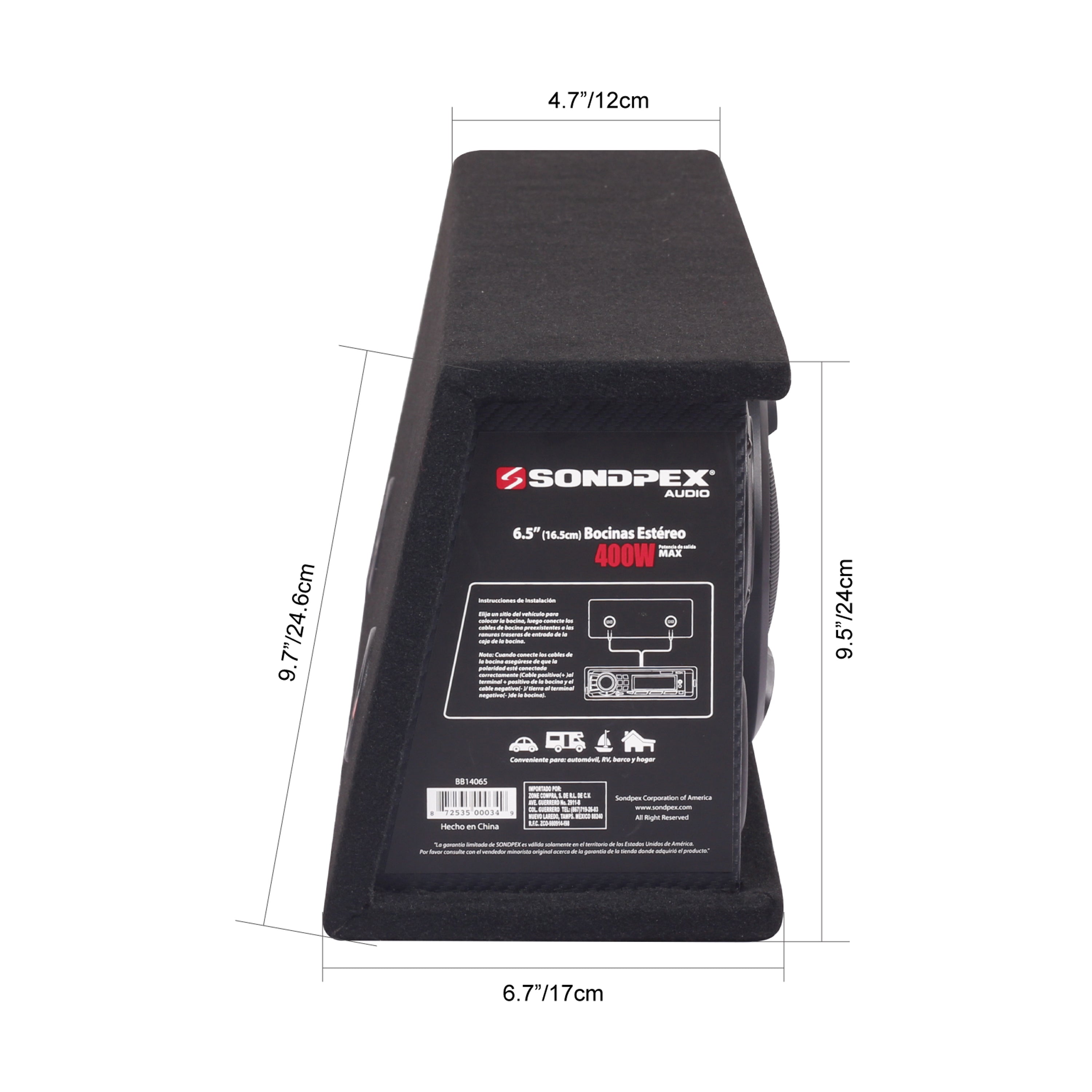 Sondpex 400W 6.5" 2-Way Speaker System for Car RV SUV Truck Boat Garage Workshop - in use