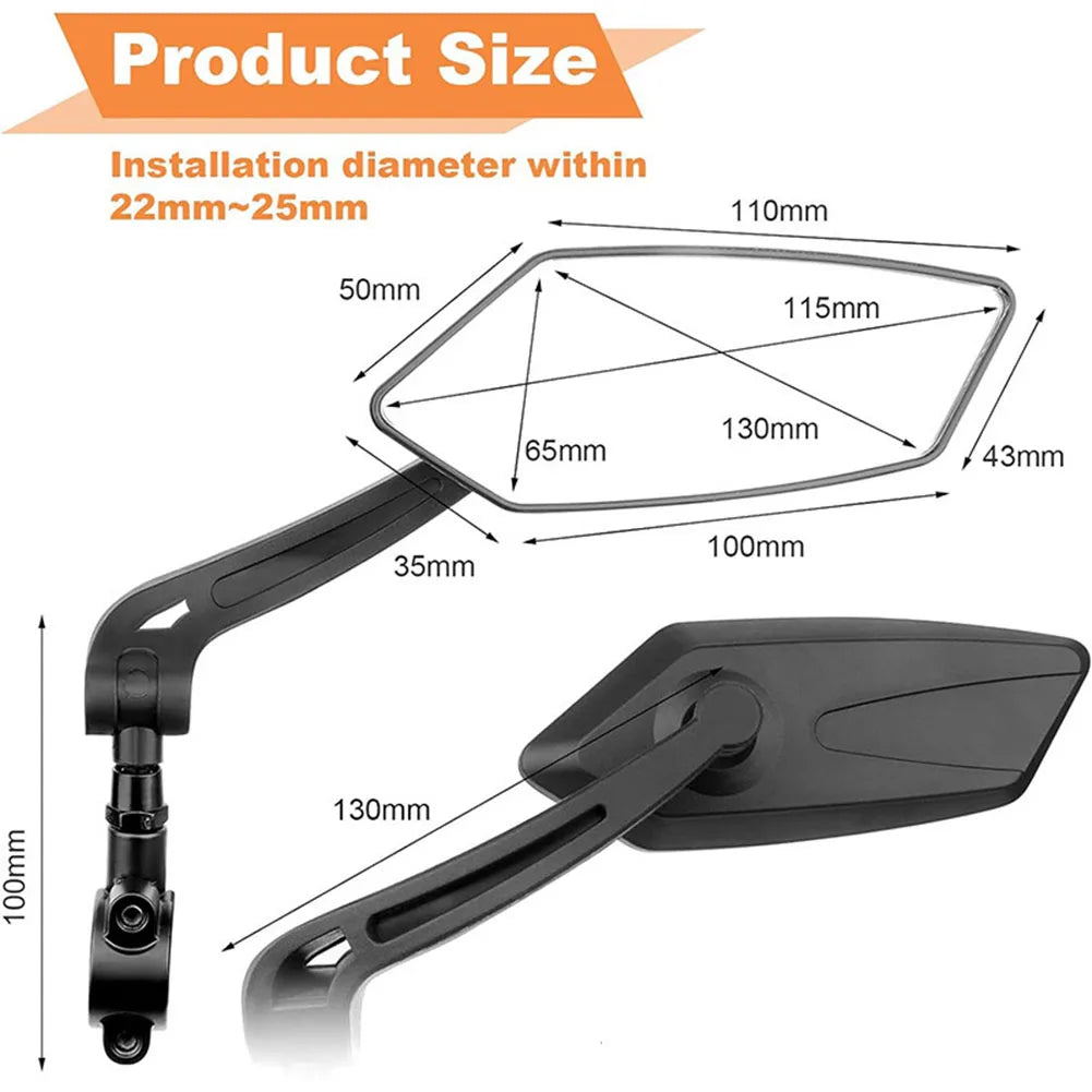 Wide-Angle Handlebar Bike Mirrors (2-Pack) - detail