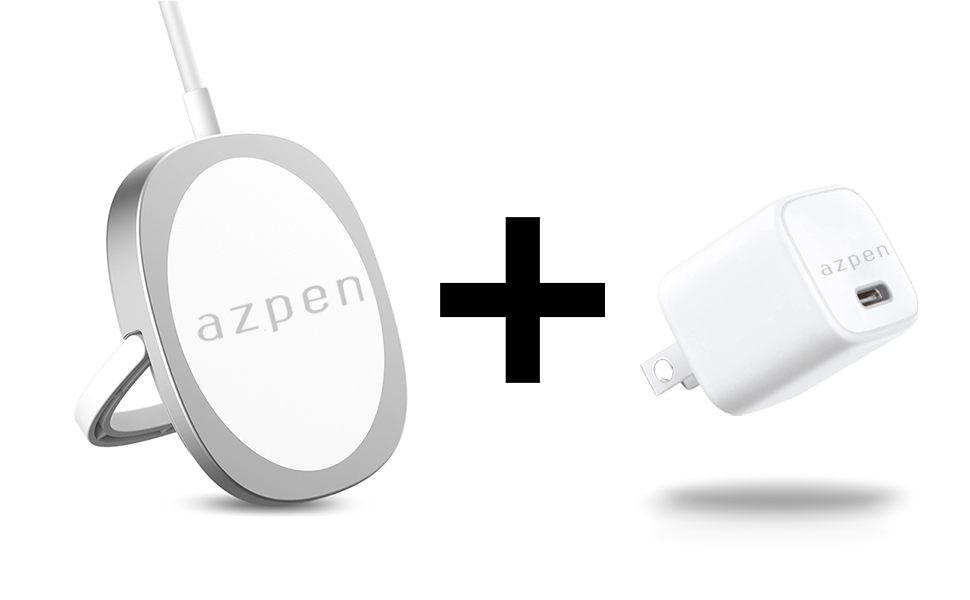Azpen MagCharger and PD 20Watt Wall Charger Bundle - alternate angle