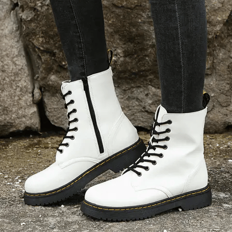Comfortable boots with laces and a zipper - alternate angle