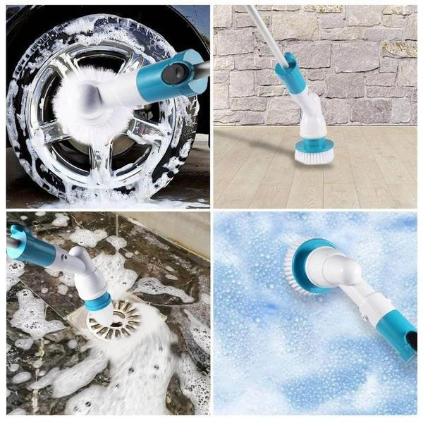Cordless Electric Spin Scrubber with Extendable Handle Bathroom Cleaning Brush - in use