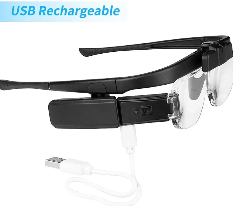 USB Rechargeable Head Magnifier with LED Light - detail
