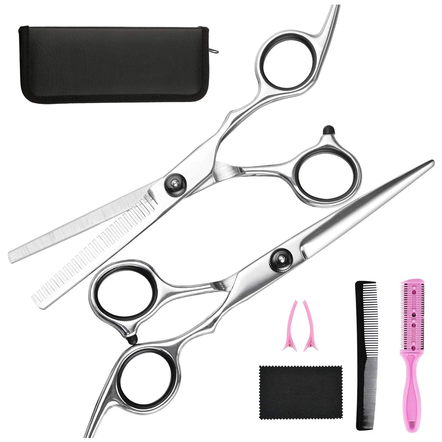 Cutting and thinning scissors - in use