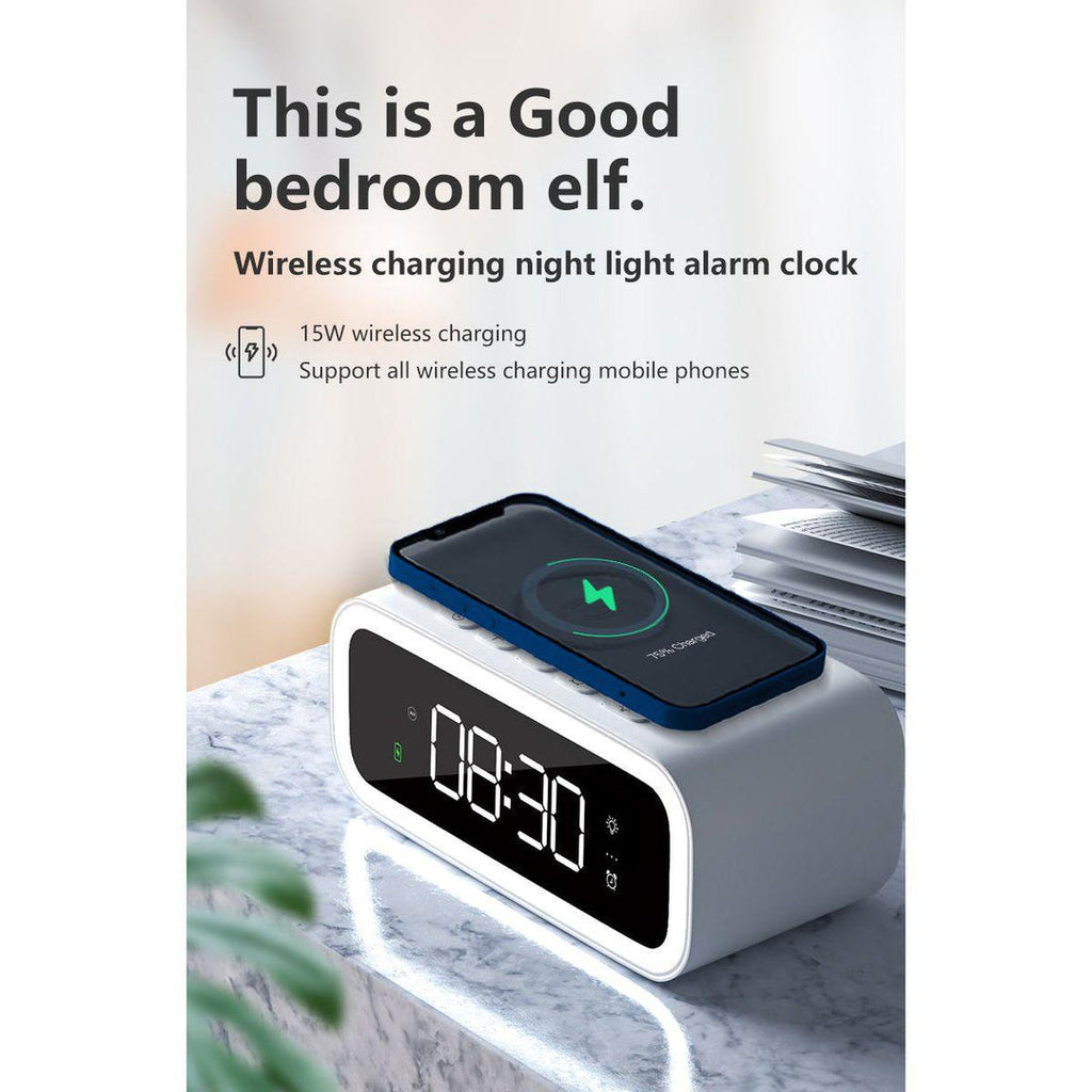 Digital Alarm Clock with Qi Wireless Charging Pad - alternate angle