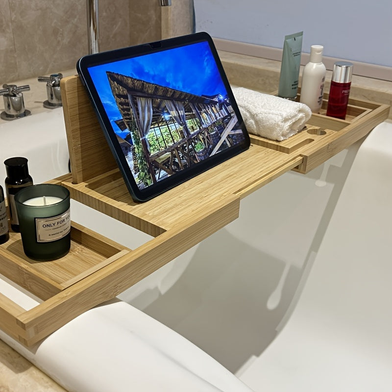 Bamboo Bathtub Tray - For Ultimate Relaxation - alternate angle