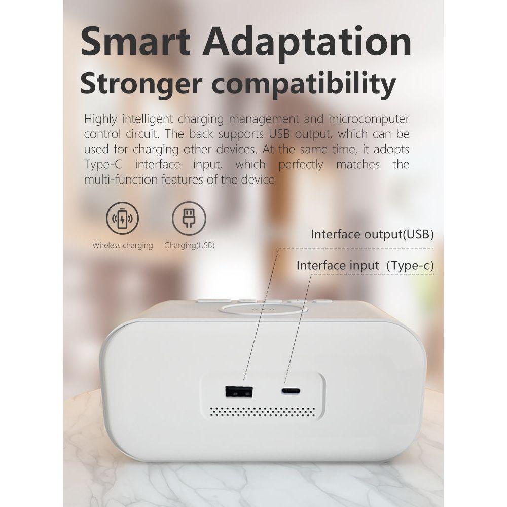 Digital Alarm Clock with Qi Wireless Charging Pad - in use