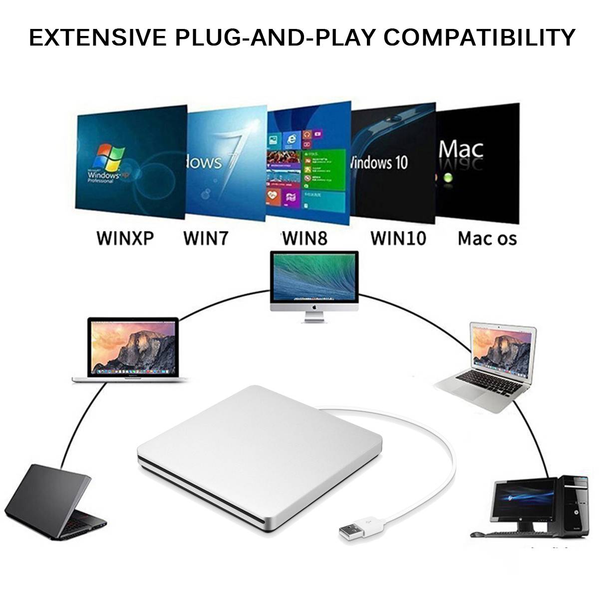 External DVD Burner For Optical Drive Laptop - alternate angle