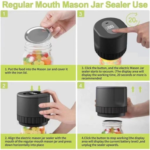 Electric Mason Jar Vacuum Sealer Kit | Cordless & Efficient Vacuum - detail