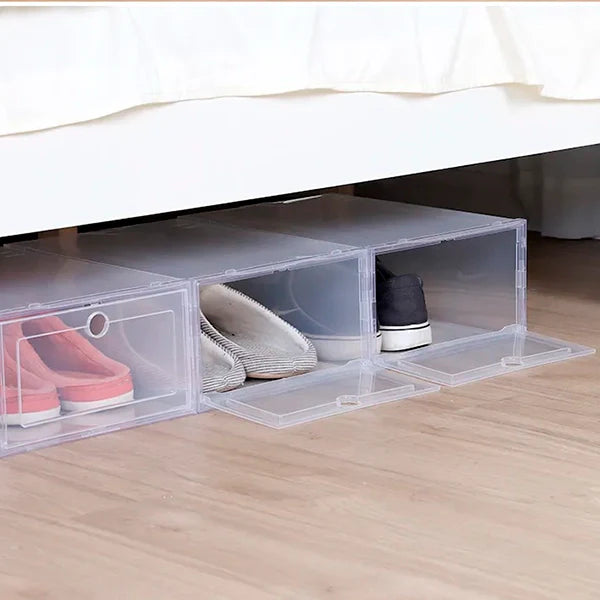 6-Pack Stackable Clear Plastic Shoe Boxes - alternate angle