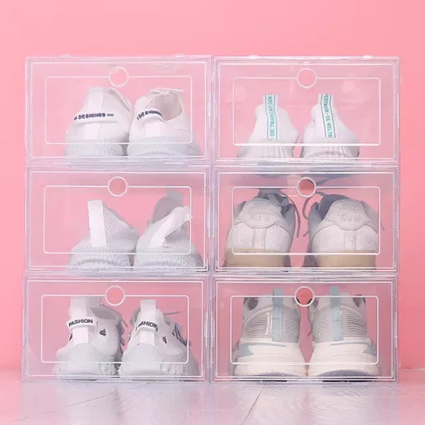 6-Pack Stackable Clear Plastic Shoe Boxes