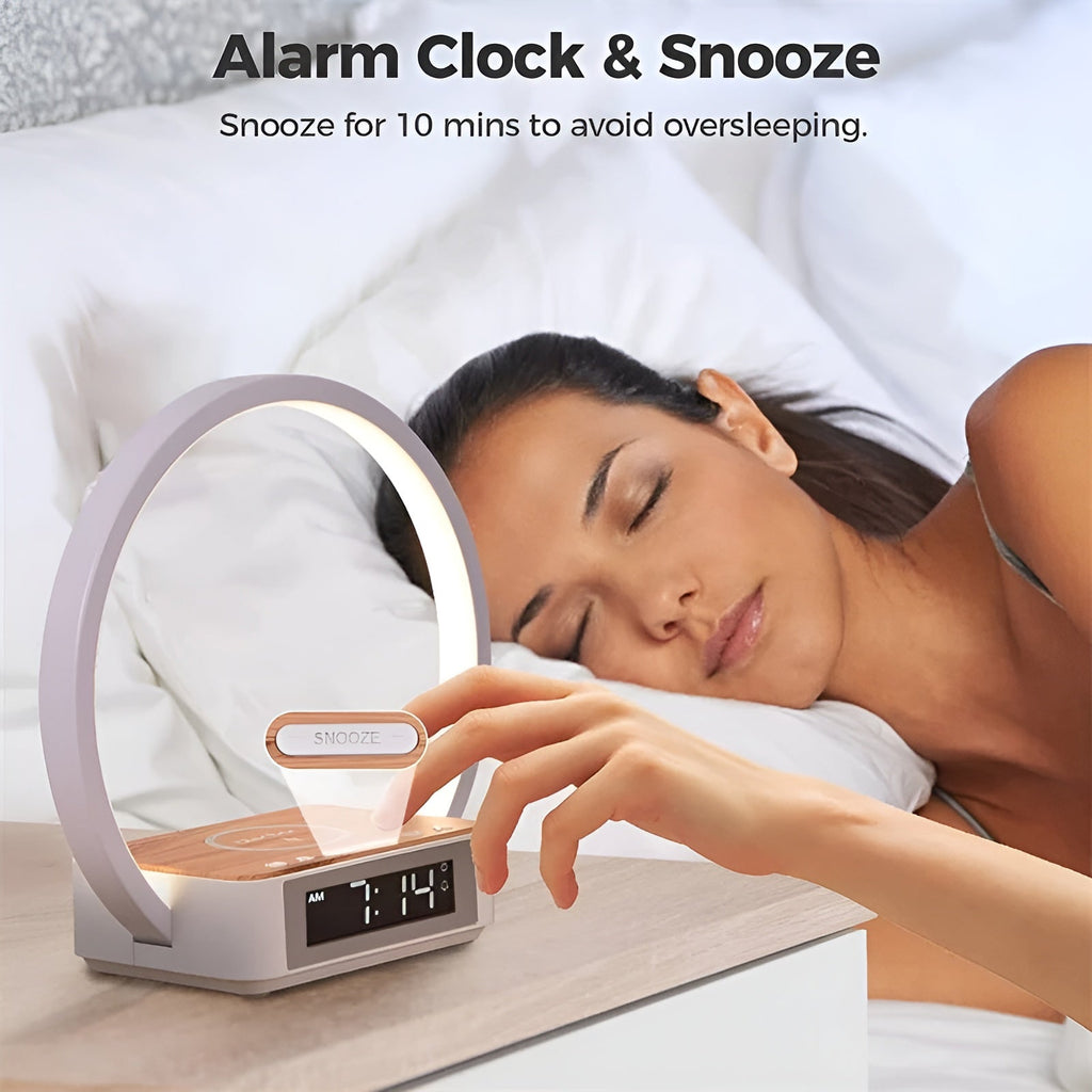 3-in-1 LED Table Lamp with Wireless Charging, Digital Alarm Clock & - detail