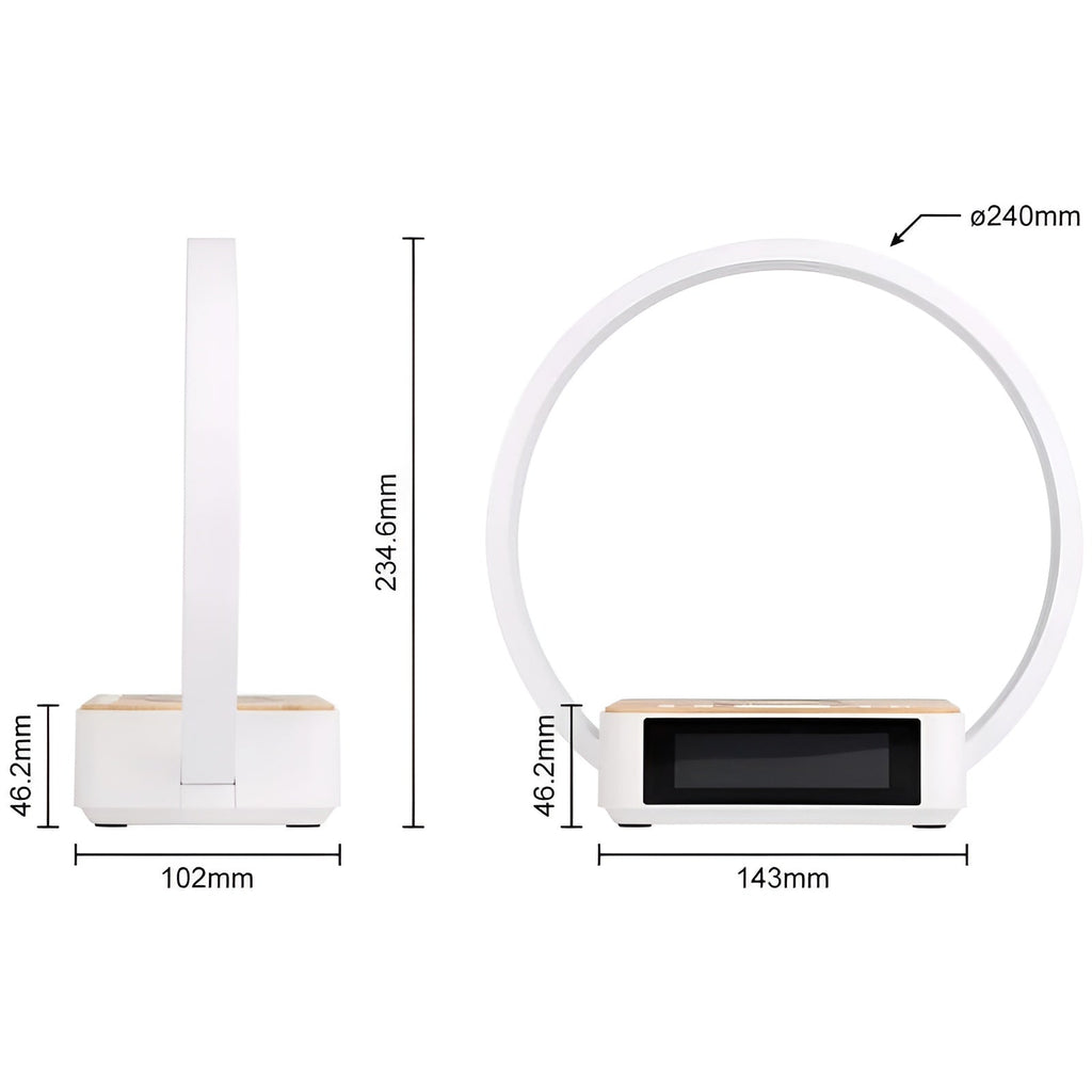 3-in-1 LED Table Lamp with Wireless Charging, Digital Alarm Clock & - alternate angle