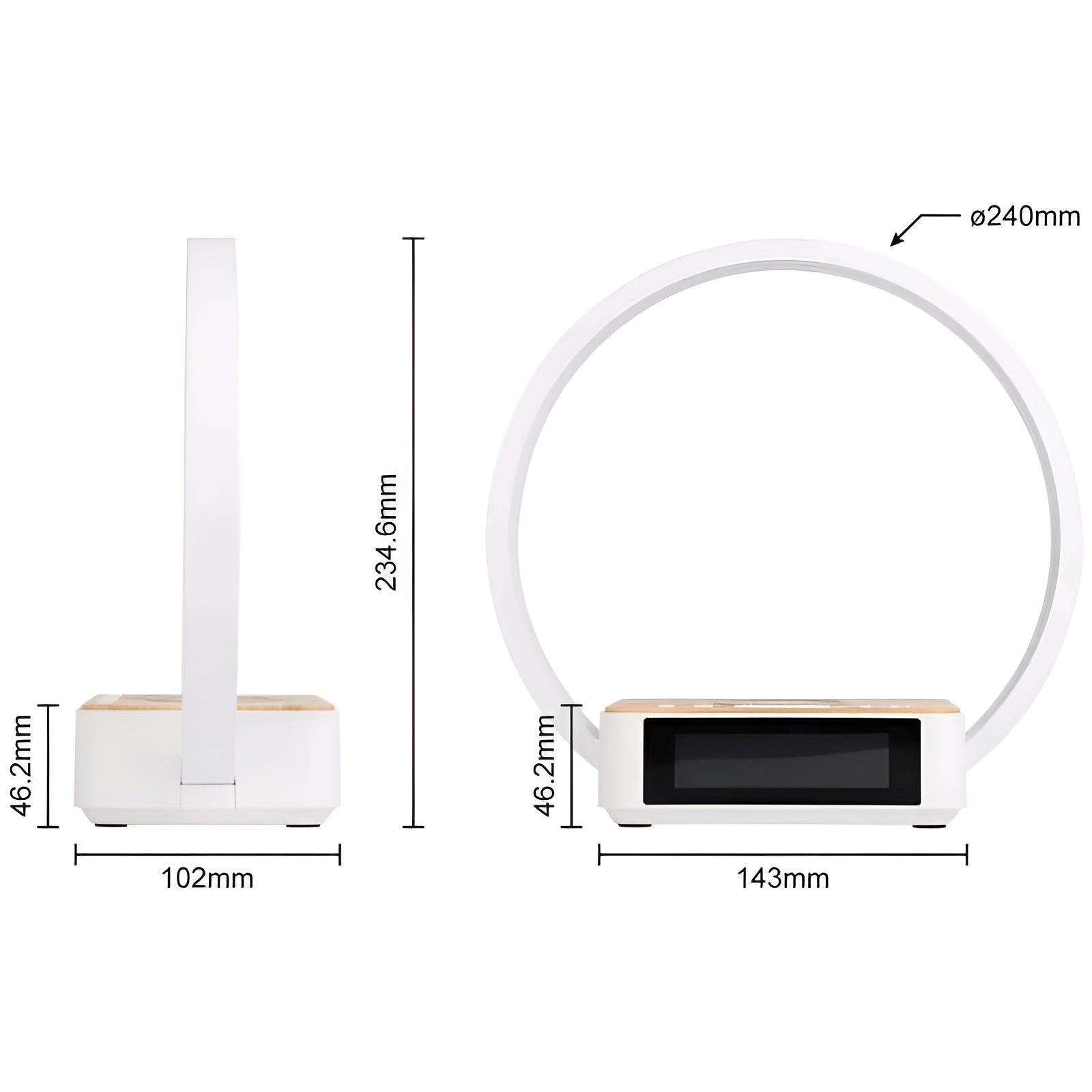 3-in-1 LED Table Lamp with Wireless Charging, Digital Alarm Clock & - alternate angle