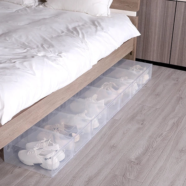 6-Pack Stackable Clear Plastic Shoe Boxes - detail