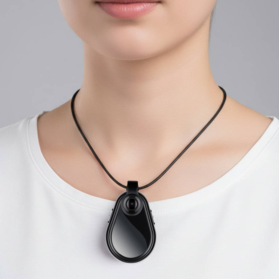 Hidden Camera Necklace with Audio and Video - alternate angle