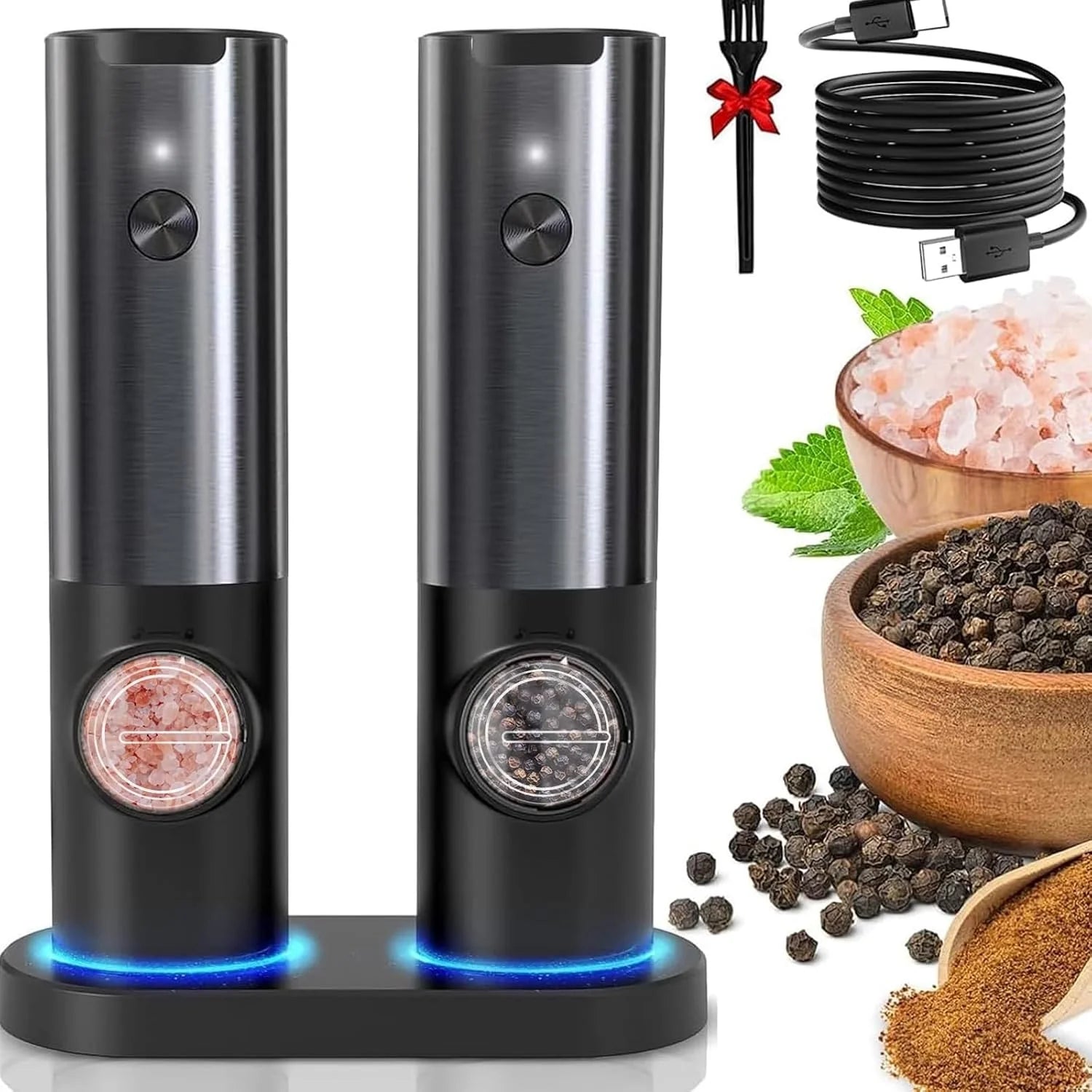 Elegant Electric Salt And Pepper Mill With Rechargeable Battery - detail