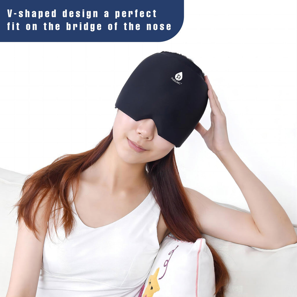 Reusable Hot and Cold Gel Ice Head Wrap - Instant Migraine Relief Cap - detail