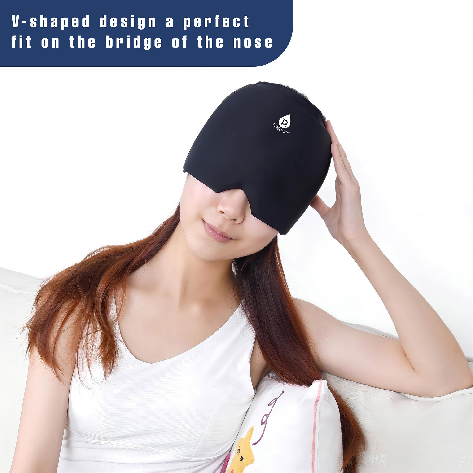 Reusable Hot and Cold Gel Ice Head Wrap - Instant Migraine Relief Cap - detail