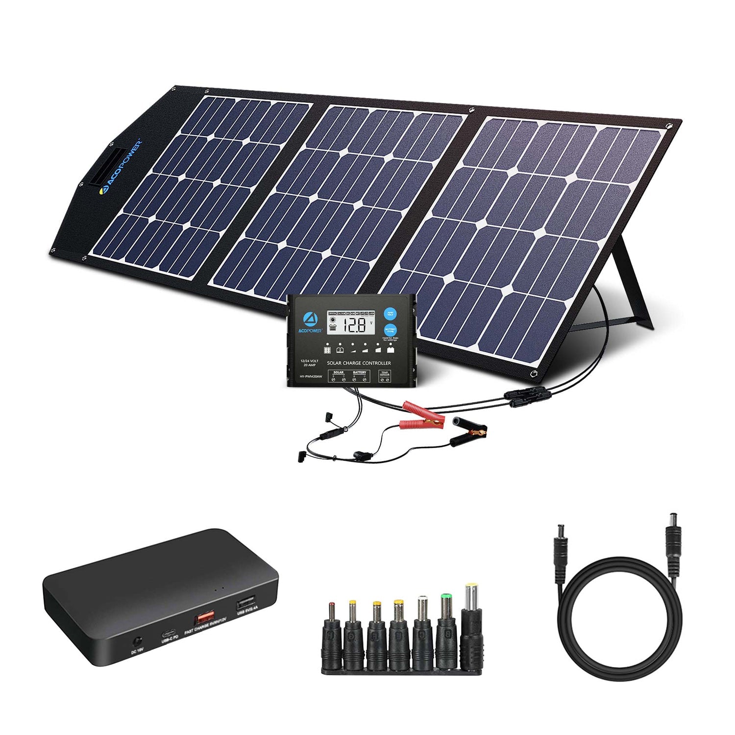 LTK 120W Foldable Solar Panel Kit With ProteusX 20A Charge Controller, Foldable